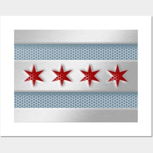 Chicago Flag Metal Look Posters and Art